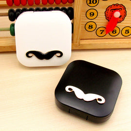 Mustache Cosmetic Contact lens case with mirror colored contact lens case cute Lovely Travel box Eyewear Accessories D023
